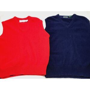 Sleveless Sweater Pullover Lambs Wool Size L V-neck Neil Martin Bruce Hunt Set